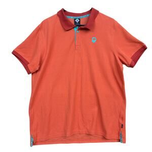 REI Co-op Outdoor Afro X Mens Polo Orange Teal Collared Short Sleeve Large